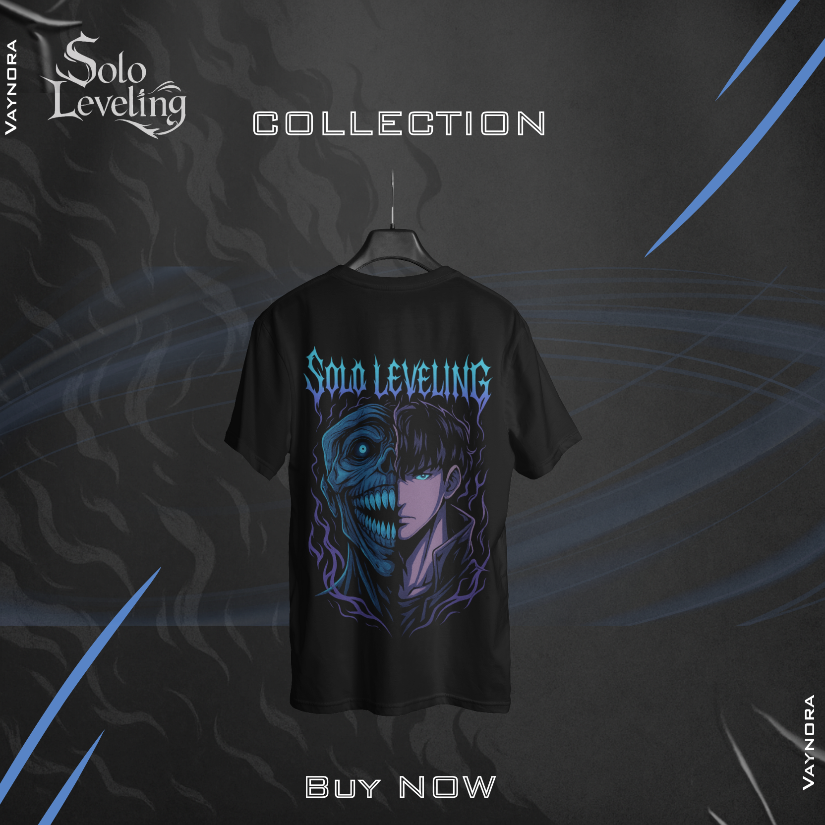 Half Monster Face Solo Leveling T-Shirt – Anime Inspired Jinwoo Transformation Tee – Shadow Power Graphic Shirt – Manhwa Fan Gift