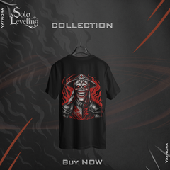 Red Flame Skeleton Warrior T-Shirt – Solo Leveling Anime Fan Tee – Dark Gothic Otaku Shirt – Manga Gift for Him or Her – Unisex Tee gift